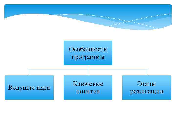 Особенности программы Ведущие идеи Ключевые понятия Этапы реализации 