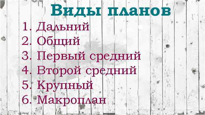 1. 2. 3. 4. 5. 6. Виды планов Дальний Общий Первый средний Второй средний