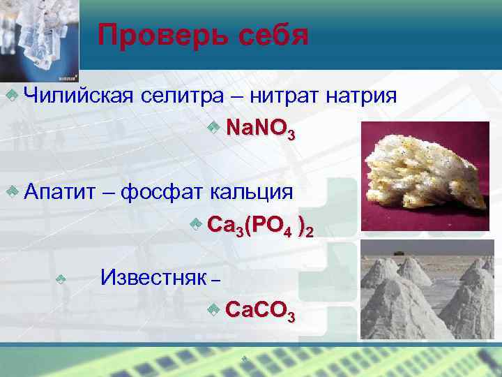 Формулы солей селитры