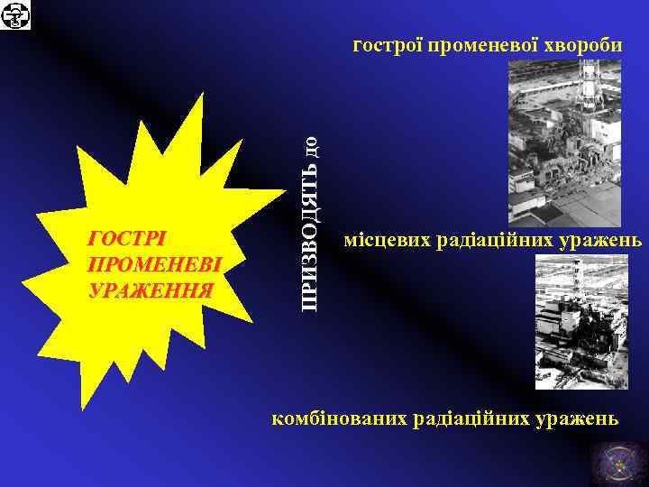 ГОСТРІ ПРОМЕНЕВІ УРАЖЕННЯ ПРИЗВОДЯТЬ до гострої променевої хвороби місцевих радіаційних уражень комбінованих радіаційних уражень