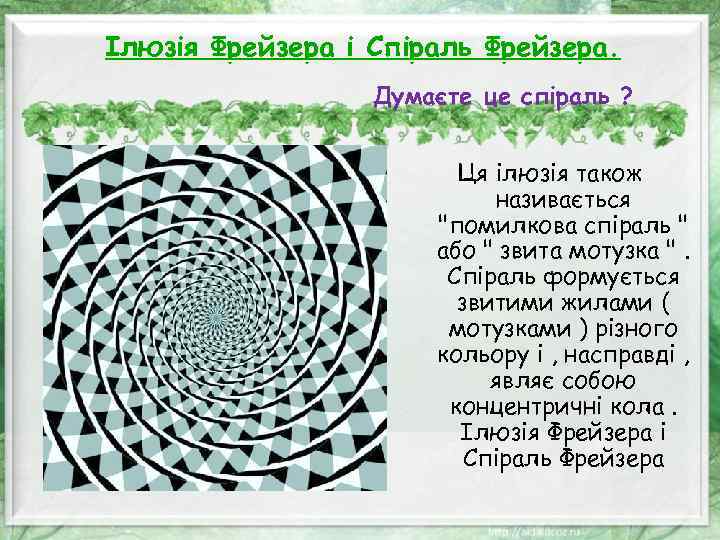 Ілюзія Фрейзера і Спіраль Фрейзера. Думаєте це спіраль ? Ця ілюзія також називається 