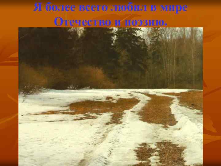 Я более всего любил в мире Отечество и поэзию. 