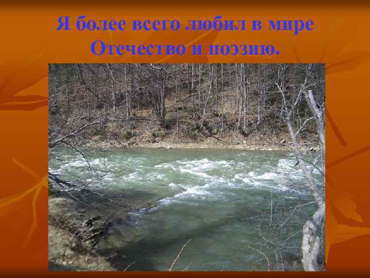 Я более всего любил в мире Отечество и поэзию. 
