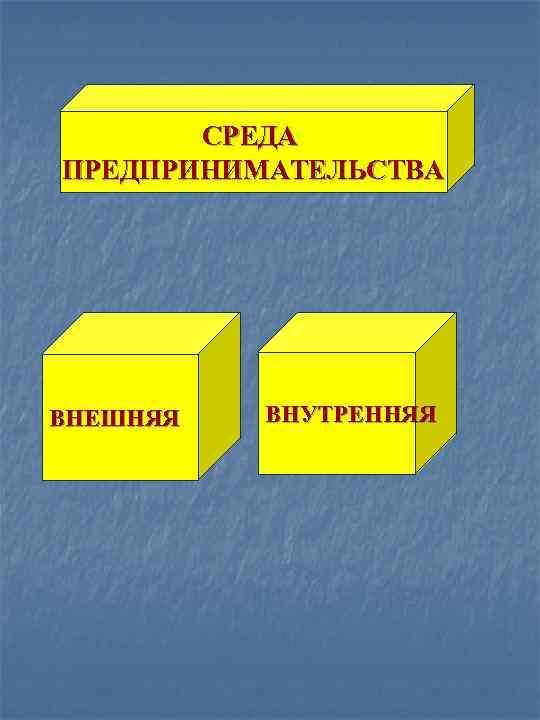 СРЕДА ПРЕДПРИНИМАТЕЛЬСТВА ВНЕШНЯЯ ВНУТРЕННЯЯ 