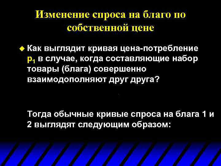 Изменение спроса на благо по собственной цене u Как выглядит кривая цена-потребление p 1