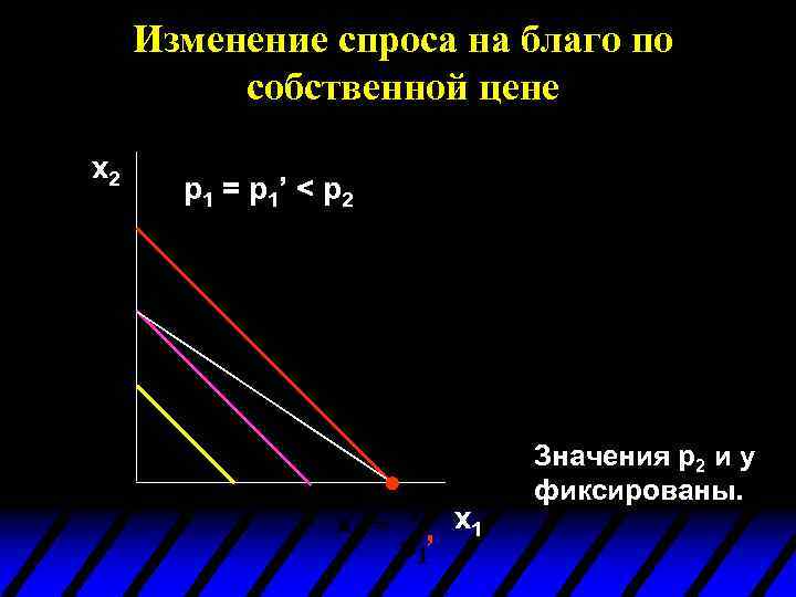 Изменение спроса на благо по собственной цене x 2 p 1 = p 1’