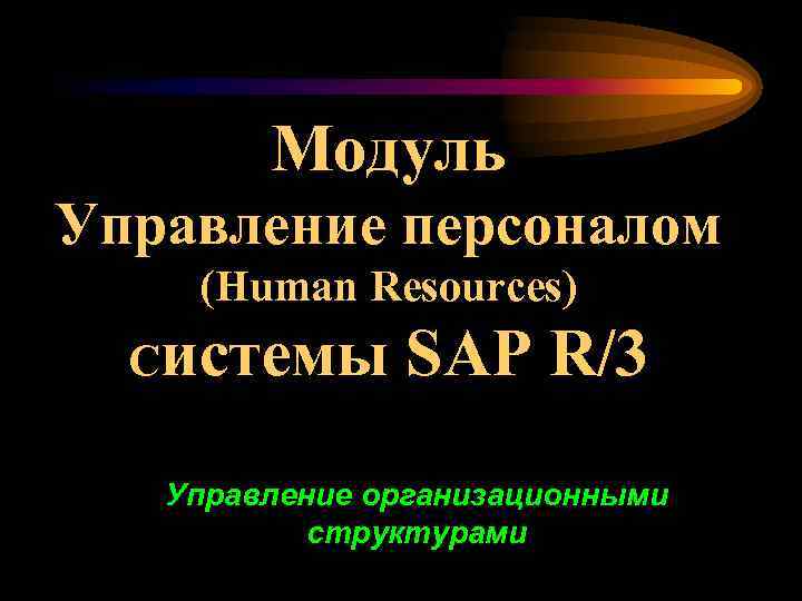 Модуль Управление персоналом (Нuman Resources) Cистемы SAP R/3 Управление организационными структурами 