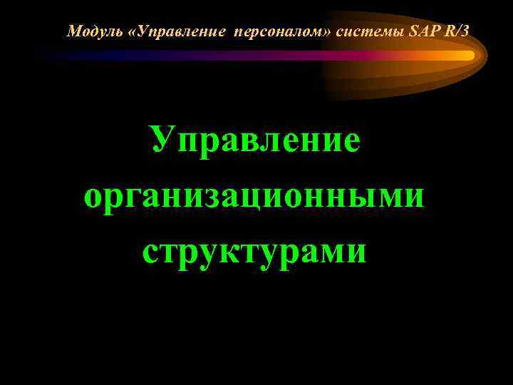 Модуль «Управление персоналом» системы SAP R/3 Управление организационными структурами 