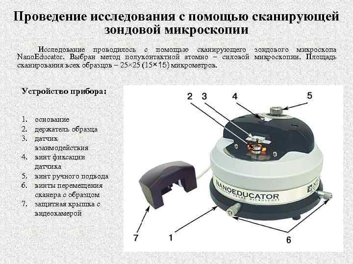 Проведение исследования с помощью сканирующей зондовой микроскопии Исследование проводилось с помощью сканирующего зондового микроскопа