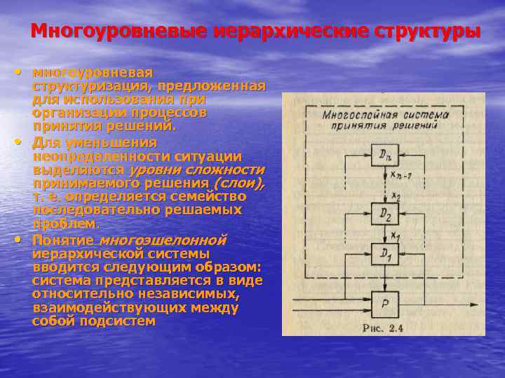 Многоуровневые иерархические структуры • многоуровневая • • структуризация, предложенная для использования при организации процессов