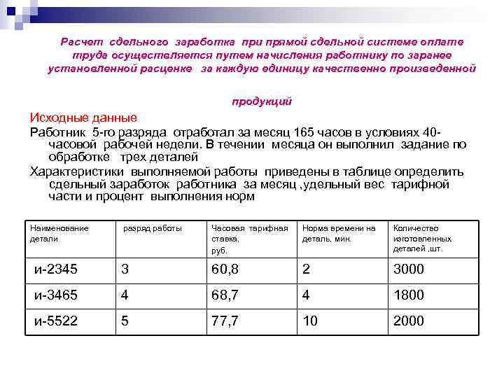 Расчет сдельного заработка при прямой сдельной системе оплате труда осуществляется путем начисления работнику по