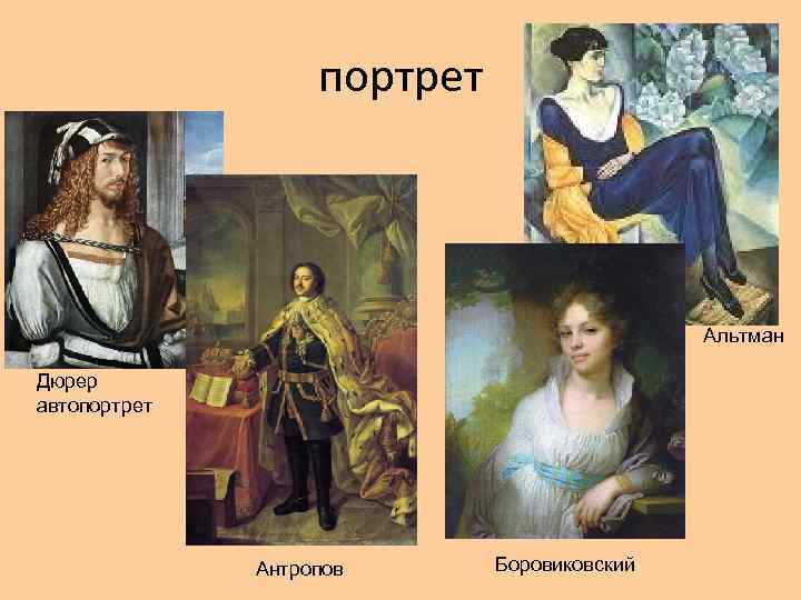 портрет Альтман Дюрер автопортрет Антропов Боровиковский 