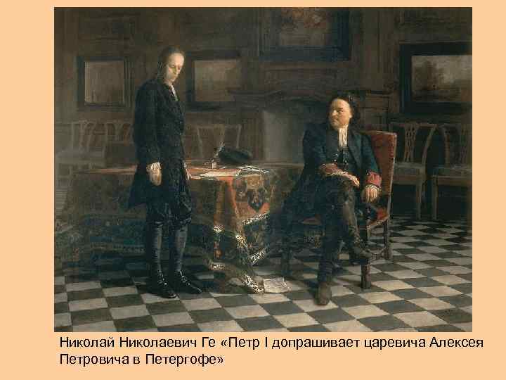 Николай Николаевич Ге «Петр I допрашивает царевича Алексея Петровича в Петергофе» 
