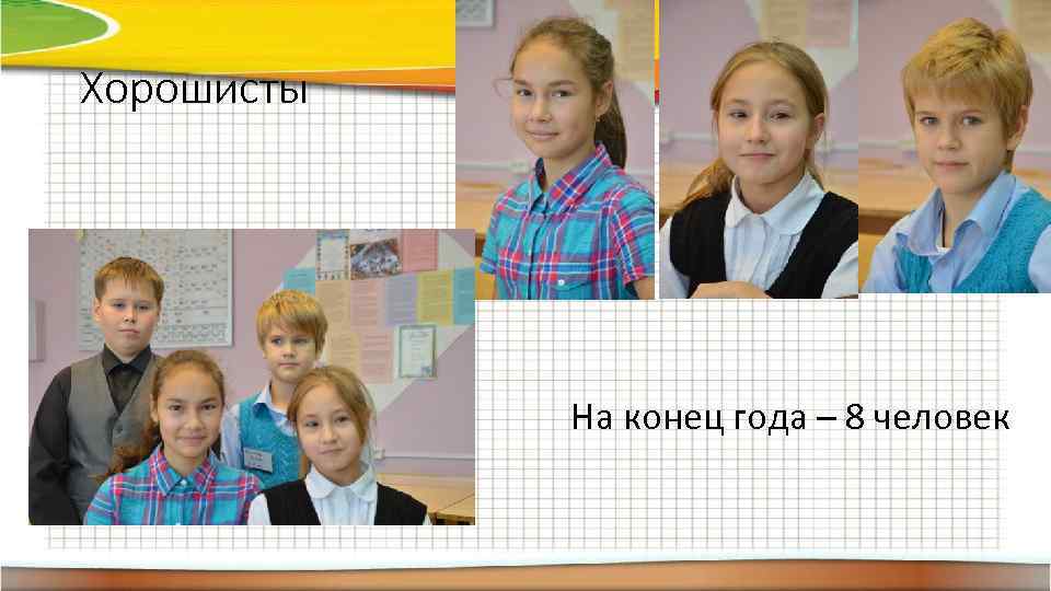 Хорошисты На конец года – 8 человек 