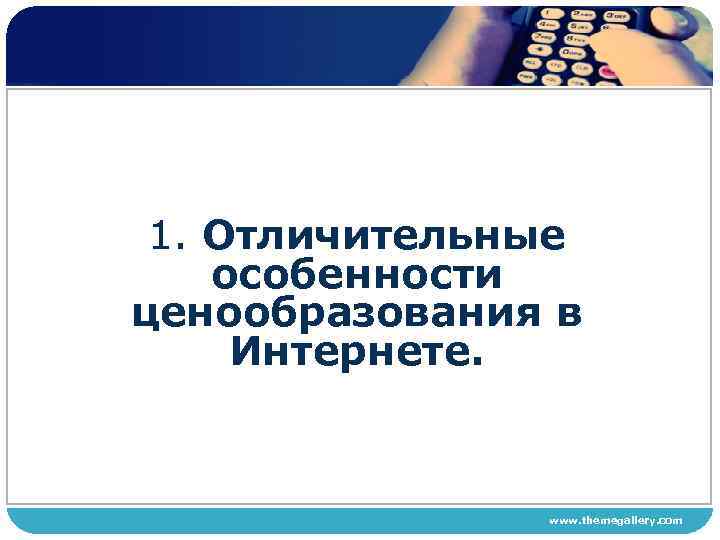 1. Отличительные особенности ценообразования в Интернете. www. themegallery. com 
