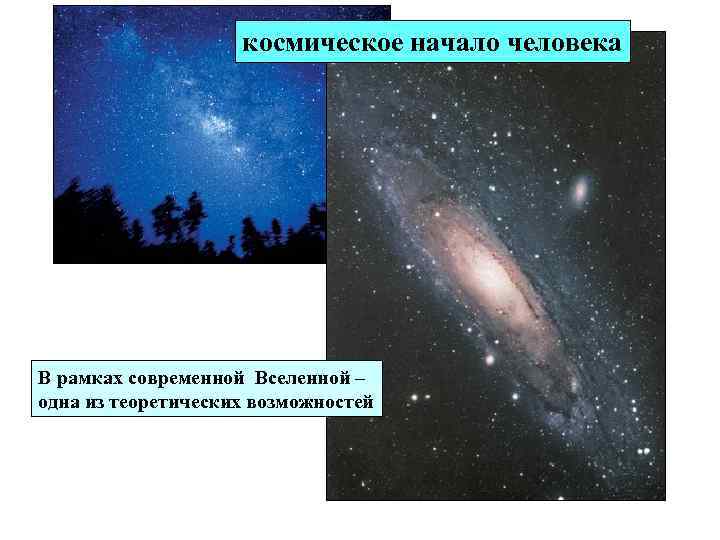 космическое начало человека В рамках современной Вселенной – одна из теоретических возможностей 