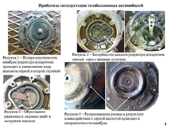 Проблемы эксплуатации газобаллонных автомобилей Рисунок 1 – Потеря эластичности мембран редуктора-испарителя приводит к уменьшению