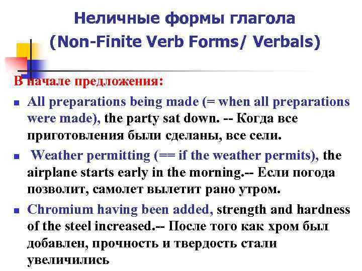 Non finite forms of the verb презентация