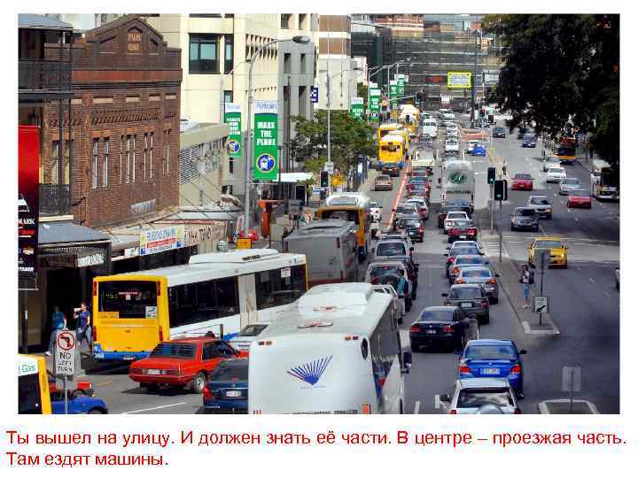 Ты вышел на улицу. И должен знать её части. В центре – проезжая часть.