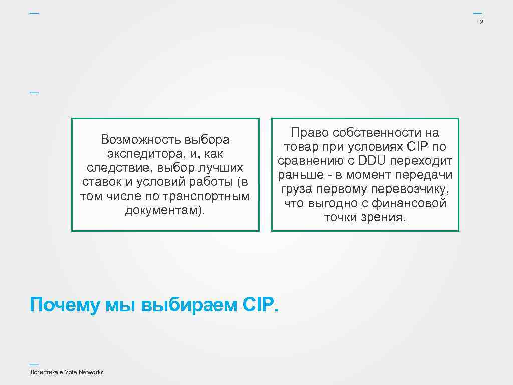 12 Возможность выбора экспедитора, и, как следствие, выбор лучших ставок и условий работы (в
