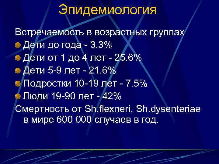 Эпидемиология Встречаемость в возрастных группах Дети до года - 3. 3% Дети от 1