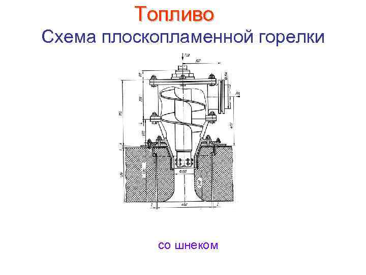 Топливо Схема плоскопламенной горелки со шнеком 