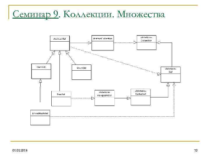 Семинар 9. Коллекции. Множества 01. 02. 2018 73 