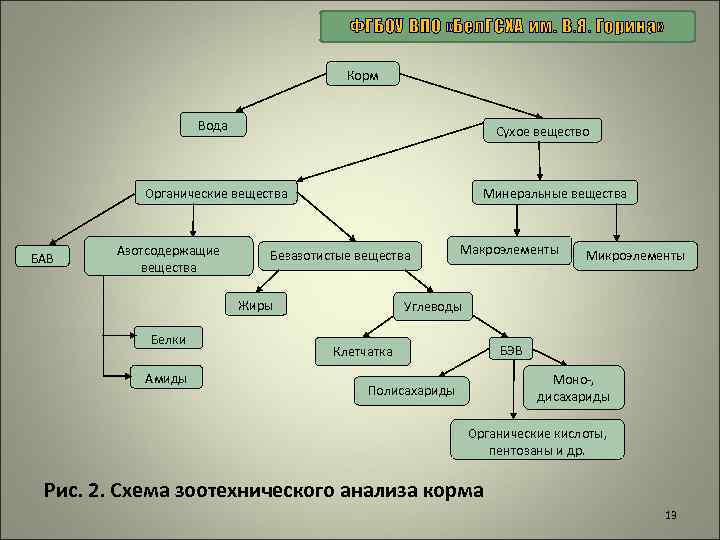 Схема зоотехнического анализа кормов