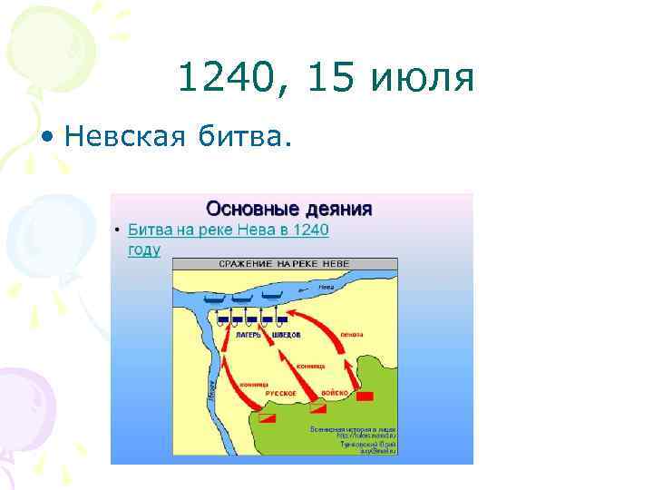 1240, 15 июля • Невская битва. 