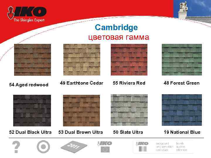  Cambridge цветовая гамма 54 Aged redwood 52 Dual Black Ultra 49 Earthtone Cedar
