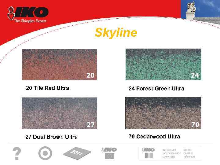 Skyline 20 Tile Red Ultra 24 Forest Green Ultra 27 Dual Brown Ultra 70