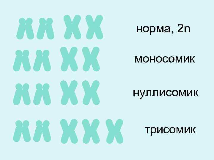норма, 2 n моносомик нуллисомик трисомик 