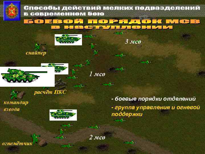 3 мсо снайпер 1 мсо расчёт ПКС - боевые порядки отделений - группа управления