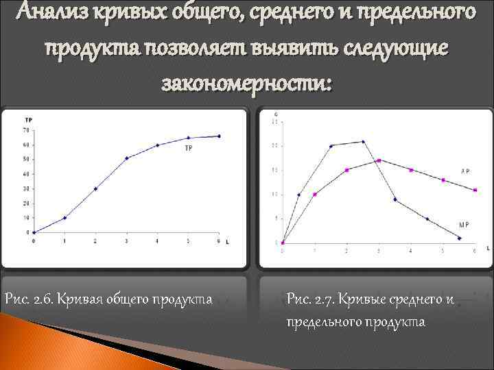 Анализ кривых общего, среднего и предельного продукта позволяет выявить следующие закономерности: Рис. 2. 6.