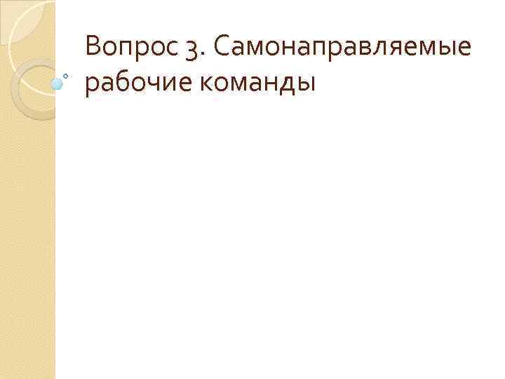 Вопрос 3. Самонаправляемые рабочие команды 