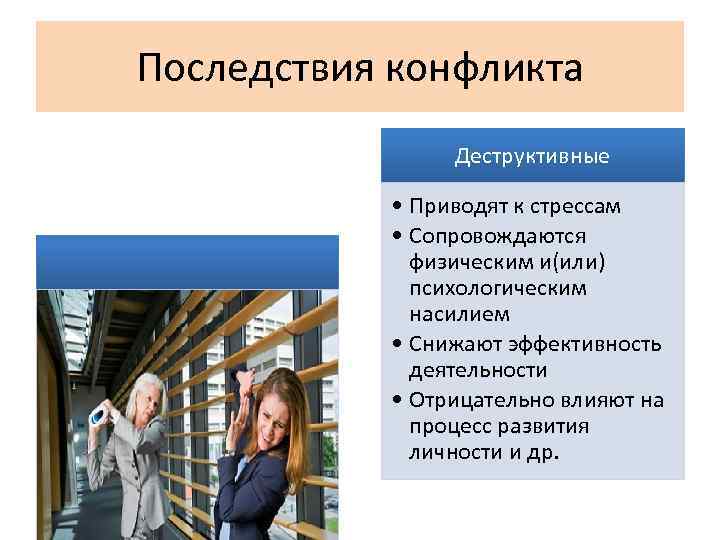 Последствия управления. Деструктивные последствия конфликта. Конструктивные последствия конфликта. Конструктивные и деструктивные последствия конфликтов. Последствия деструктивного разрешения конфликта.