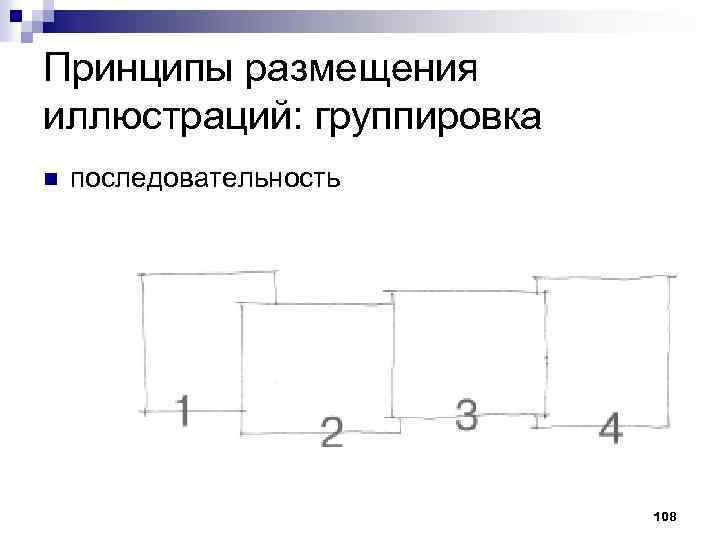 Принципы размещения иллюстраций: группировка n последовательность 108 