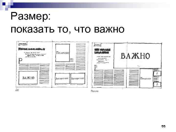 Размер: показать то, что важно 55 