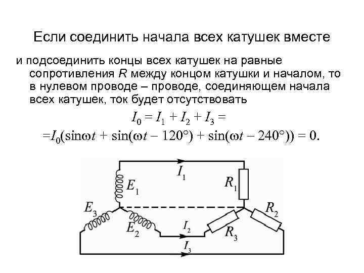 Если соединить начала всех катушек вместе и подсоединить концы всех катушек на равные сопротивления
