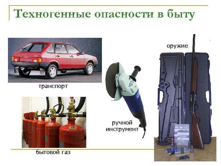 Техногенные опасности в быту оружие транспорт ручной инструмент бытовой газ 25 