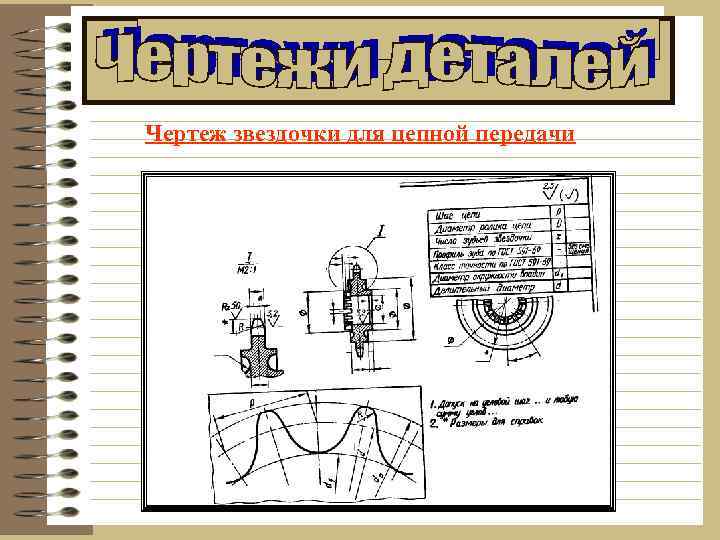 Чертеж звездочки для цепной передачи 