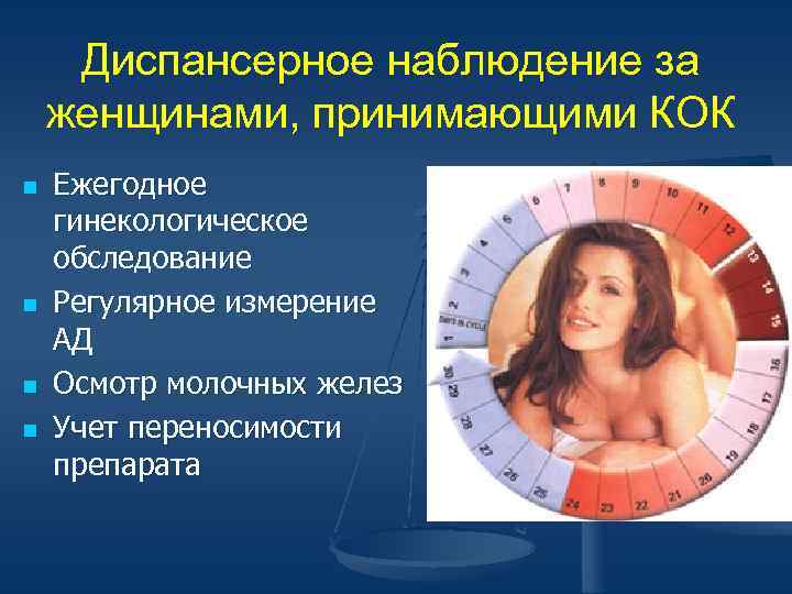 Диспансерное наблюдение за женщинами, принимающими КОК n n Ежегодное гинекологическое обследование Регулярное измерение АД
