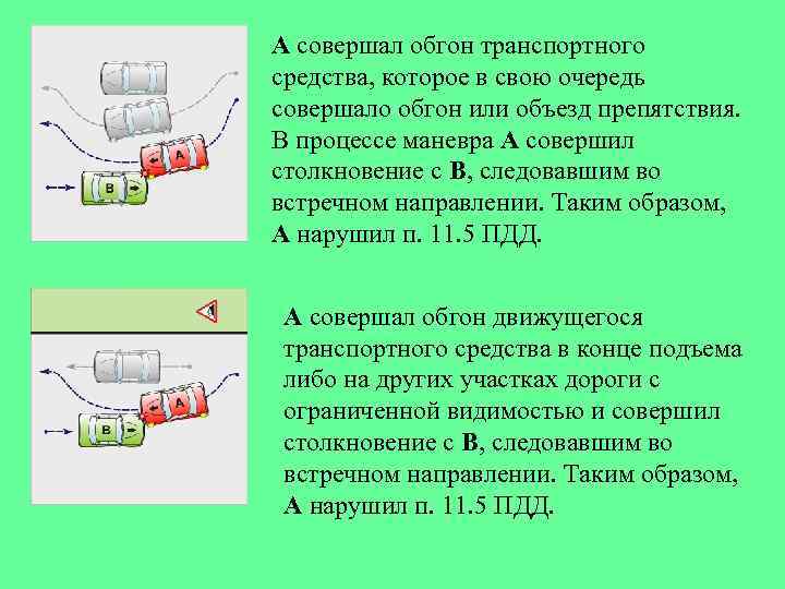 А совершал обгон транспортного средства, которое в свою очередь совершало обгон или объезд препятствия.
