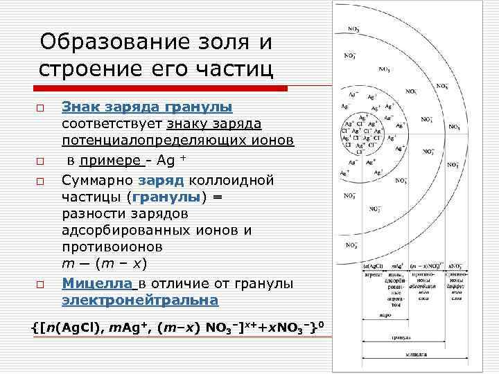 Частица золя. Заряд гранулы коллоидной частицы. Строение частиц Золя. Знак заряда гранулы Золя. Строение и заряд коллоидных частиц.