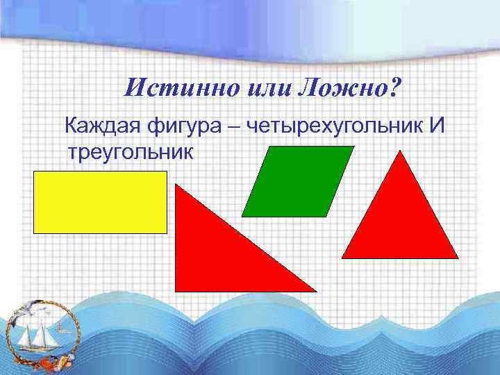 Истинно или Ложно? Каждая фигура – четырехугольник И треугольник 