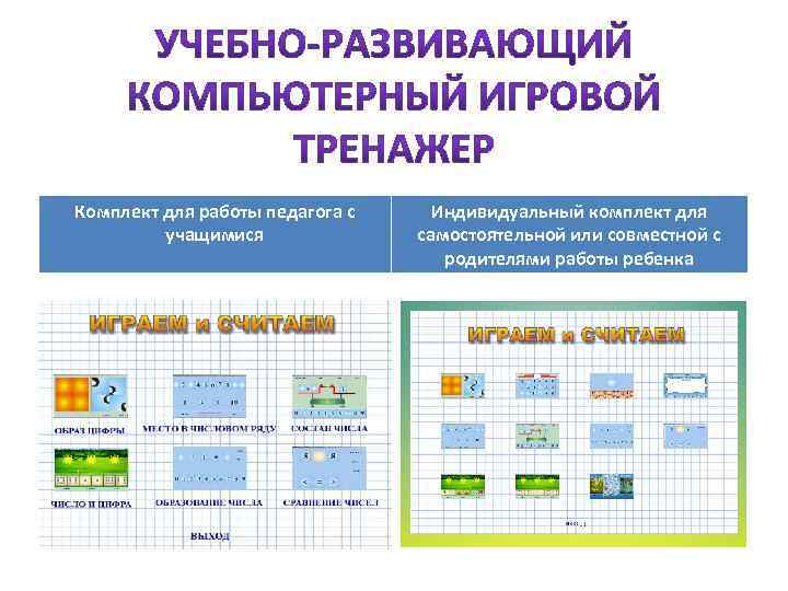 Комплект для работы педагога с учащимися Индивидуальный комплект для самостоятельной или совместной с родителями