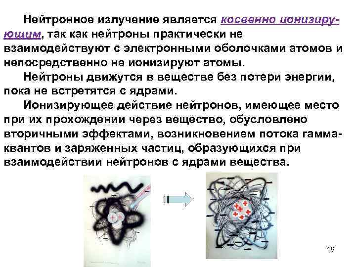  Нейтронное излучение является косвенно ионизирующим, так как нейтроны практически не взаимодействуют с электронными