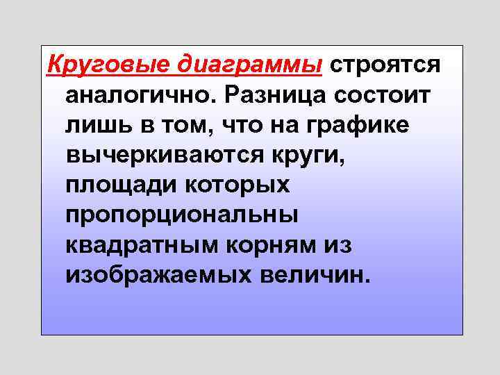Круговые диаграммы строятся аналогично. Разница состоит лишь в том, что на графике вычеркиваются круги,