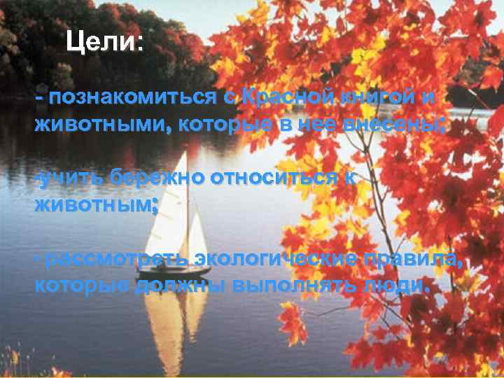 Цели: - познакомиться с Красной книгой и животными, которые в нее внесены; -учить бережно
