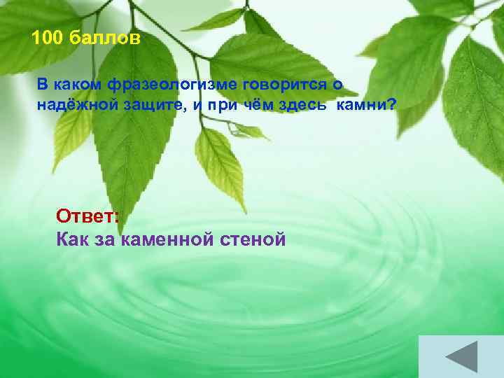 100 баллов В каком фразеологизме говорится о надёжной защите, и при чём здесь камни?